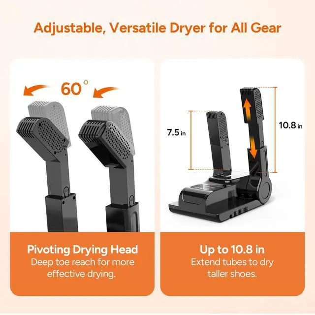 Alt view image 5 of 7 - Boot Dryer Shoe Dryer, Glove & Boot Warmer with Heat Blower, Portable Adjustable Rack and Timer, Folding Design & Quick Drying for Shoes, Gloves, Hats, Socks, Ski Boots