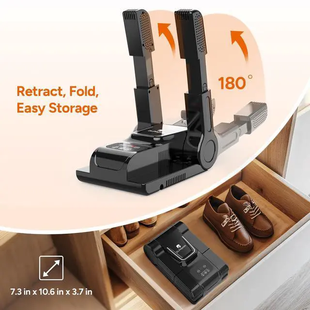 Alt view image 6 of 7 - Boot Dryer Shoe Dryer, Glove & Boot Warmer with Heat Blower, Portable Adjustable Rack and Timer, Folding Design & Quick Drying for Shoes, Gloves, Hats, Socks, Ski Boots