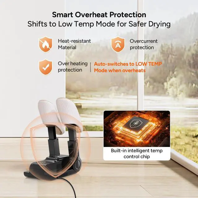 Alt view image 7 of 7 - Boot Dryer Shoe Dryer, Glove & Boot Warmer with Heat Blower, Portable Adjustable Rack and Timer, Folding Design & Quick Drying for Shoes, Gloves, Hats, Socks, Ski Boots