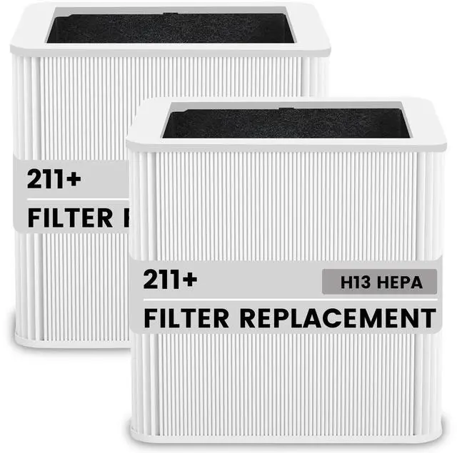 Main image of 211+ Replacement Filter Compatible with Blue Pure Blue Pure 211+ Air Cleaner Purifier Series, 2 Stage Filtration System of H13 True HEPA and Activated Carbon Filter, (2 Pack)