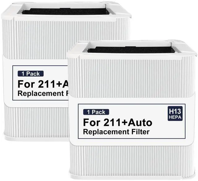 Main image of 211+ Auto Replacement Filter Compatible with Blueair Blue Pure 211+ Air Purifier, 2-Stage Filtration System, with Activated Carbon, White (2 Packs)