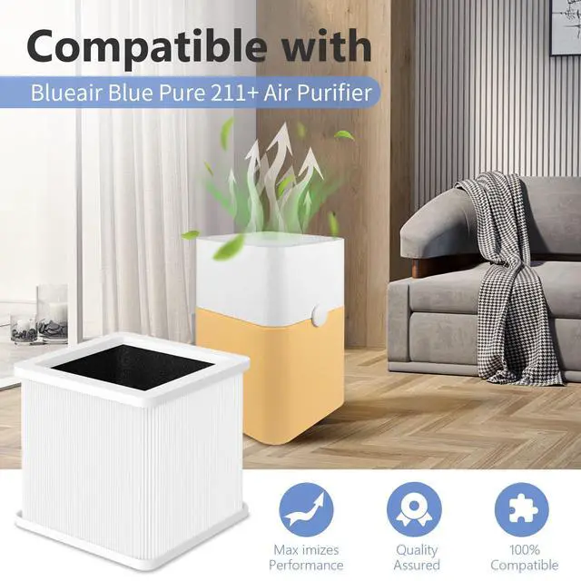 Alt view image 6 of 7 - 211+ Replacement Filter Compatible with Blueair Blue Pure 211+ and 211+ Auto Air Cleaner Purifier, 2 Stages Filtration of Main and Activated Carbon Filter, 2 Packs