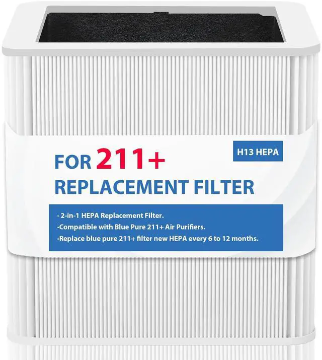 Main image of 211+ Replacement Filter Compatible with Blue Pure 211+ Air Cleaner Purifier, 2 Stage Filtration System of H13 True Filter and Activated Carbon Filter, 1Pack
