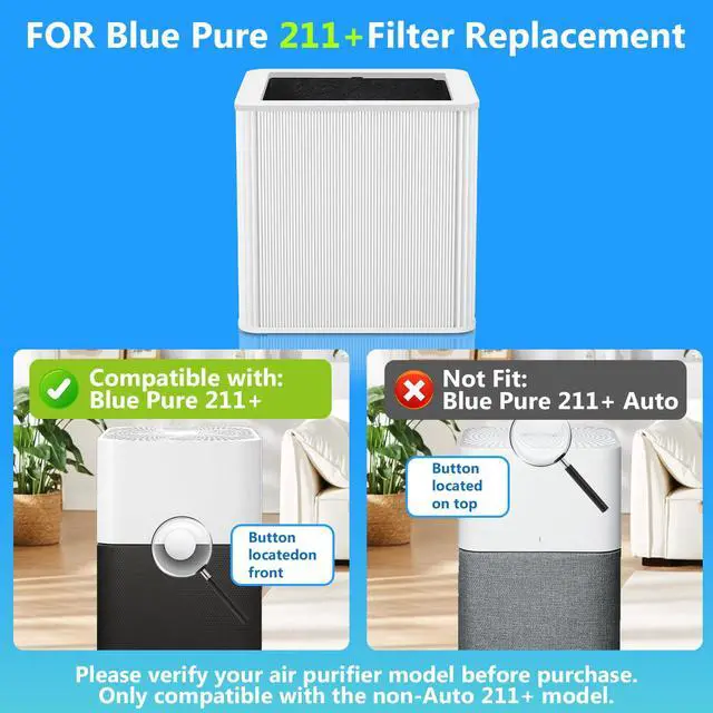 Alt view image 2 of 6 - 2 Pack 211+ Replacement Filter Compatible with 211+ Air Cleaner Purifier, Activated Carbon Replacement Filter and H13 True Hepa