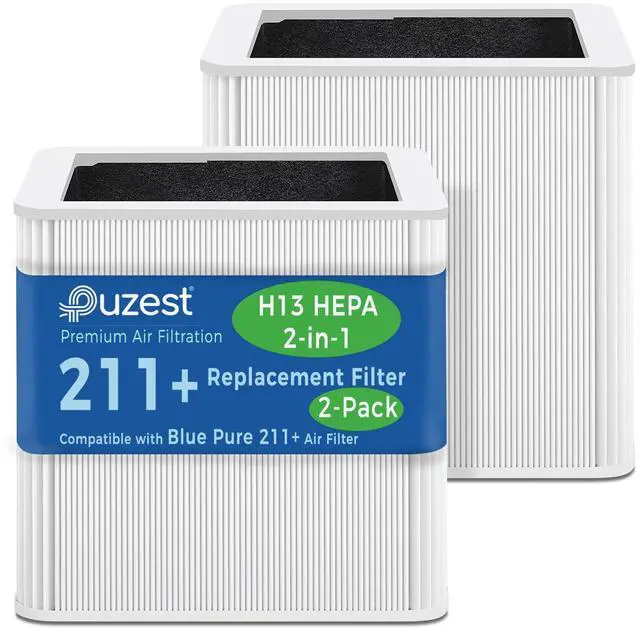 Main image of 2 Pack 211+ Replacement Filter Compatible with Blue Pure 211+ Air Cleaner Purifier, 2-Stage Filtration System of H13 True HEPA and Activated Carbon Filter