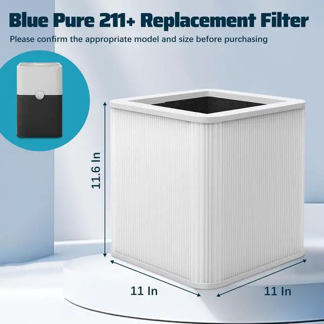 Alt view image 3 of 7 - 2 Pack 211+ Replacement Filter Compatible with Blue Pure 211+ Air Cleaner Purifier, 2-Stage Filtration System of H13 True HEPA and Activated Carbon Filter