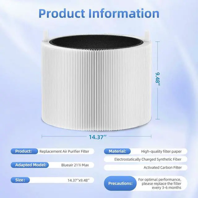 Alt view image 7 of 7 - 211i Max Replacement Filter Compatible with BLUEAIR Blue Pure 211i Max Air Purifier, Activated Carbon (1pack)