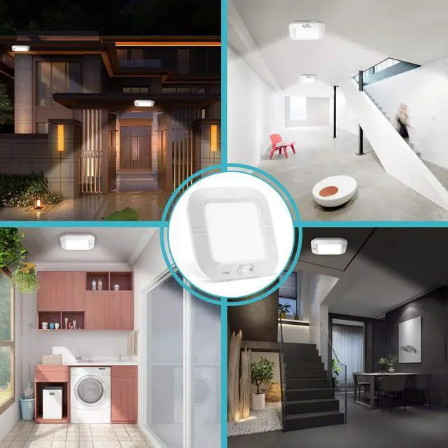 Alt view image 2 of 7 - 2 Pack Battery Operated Ceiling Light Motion Sensor Shower Light, Wireless Closet Lights 6000K LED Bathroom Shower Lamp, Motion Activated Ceiling Lamp for Bathroom Closet Cabinet(Battery Not Included)