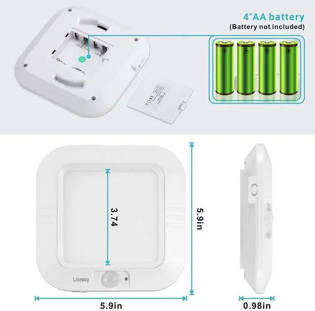 Alt view image 4 of 7 - 2 Pack Battery Operated Ceiling Light Motion Sensor Shower Light, Wireless Closet Lights 6000K LED Bathroom Shower Lamp, Motion Activated Ceiling Lamp for Bathroom Closet Cabinet(Battery Not Included)