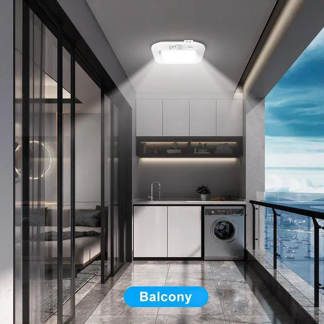 Alt view image 6 of 7 - 2 Pack Battery Operated Ceiling Light Motion Sensor Shower Light, Wireless Closet Lights 6000K LED Bathroom Shower Lamp, Motion Activated Ceiling Lamp for Bathroom Closet Cabinet(Battery Not Included)
