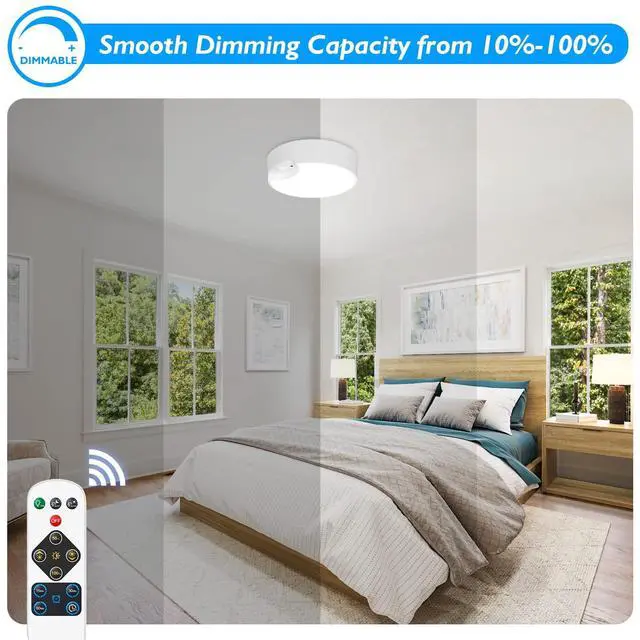 Alt view image 4 of 7 - 2-Pack Motion Sensor LED Ceiling Lights Battery Operated, 7.48Inch 6500K Dimmable Flush Mount Light Fixtures with Remotes, Wireless Ceiling Lamps for Closet Pantry Laundry Garage(Battery Not Included)