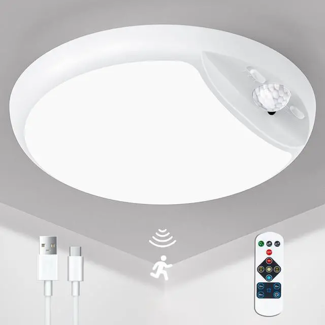 Main image of Rechargeable Motion Sensor Ceiling Light with Remote,Battery Powered Wireless Shower Lights,7.5in 600LM,10000mAh Battery Operated Ceiling Closet Light for Kitchen, Closet, Bathroom, Hallway