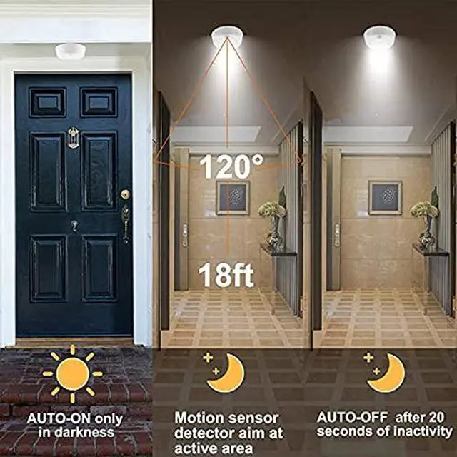 Alt view image 3 of 7 - Wireless Ceiling Light with RF Remote and Motion Detector, Cool Warm White Shower Light,Super Bright Battery Ceiling Light Timer for Closet Hallway Stair Gargage 5.67 Inch, 300Lumens