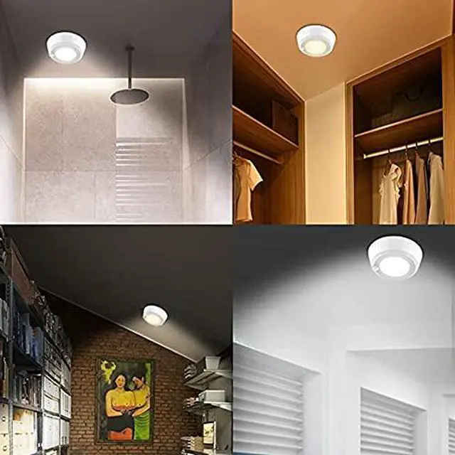 Alt view image 5 of 7 - Wireless Ceiling Light with RF Remote and Motion Detector, Cool Warm White Shower Light,Super Bright Battery Ceiling Light Timer for Closet Hallway Stair Gargage 5.67 Inch, 300Lumens
