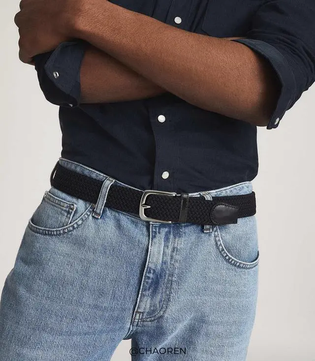 Alt view image 2 of 7 - Stretch Belts for Men - Braided Elastic Golf Belt for Men 1 3/8"- Fits Casual Jeans & Shorts