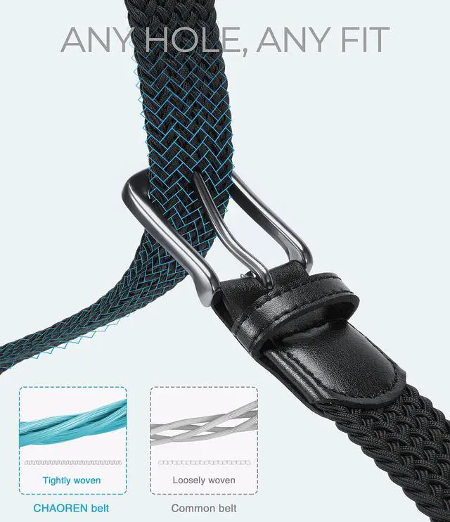 Alt view image 3 of 7 - Stretch Belts for Men - Braided Elastic Golf Belt for Men 1 3/8"- Fits Casual Jeans & Shorts