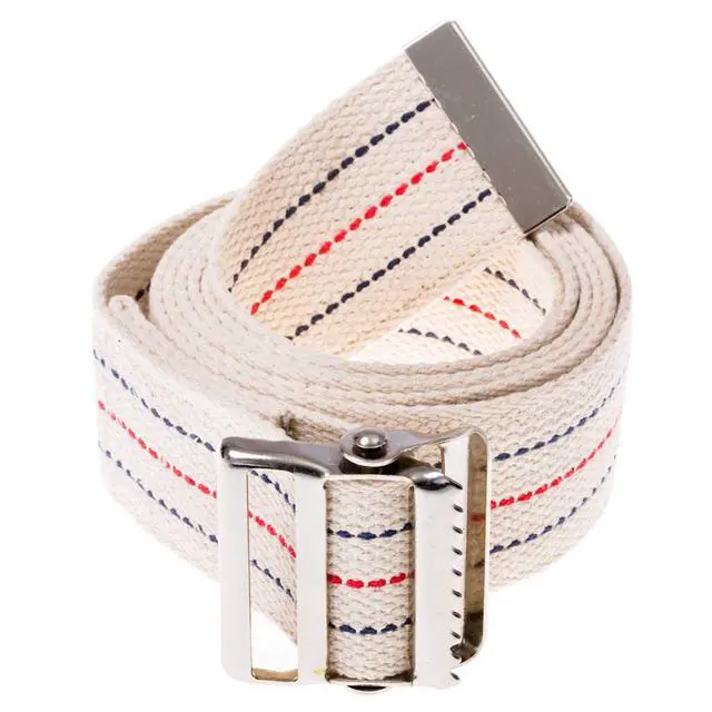 Alt view image 2 of 7 - Transfer and Gait Belt with Metal Buckle - Transfer Walking and Standing Assist Aid for Caregiver Nurse Therapist 2 inches (Beige with Stripes, 60")