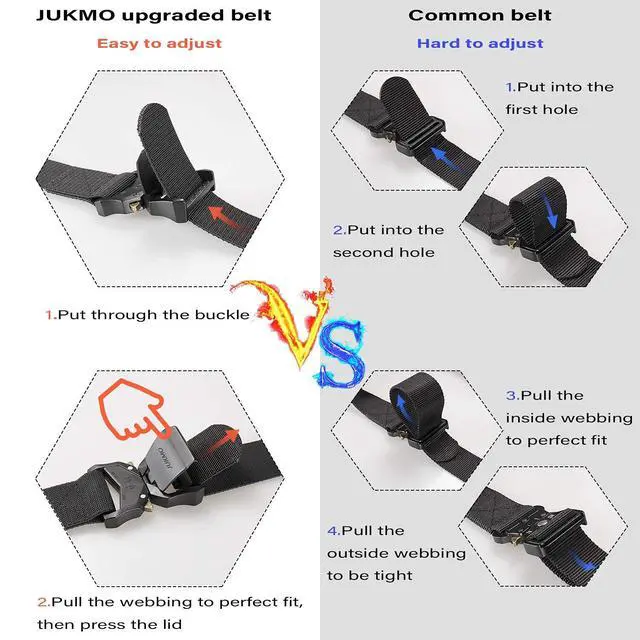 Alt view image 3 of 7 - Tactical Belt, Military Hiking Rigger 1.5" Nylon Web Work Belt with Heavy Duty Quick Release Buckle (Black, Medium)