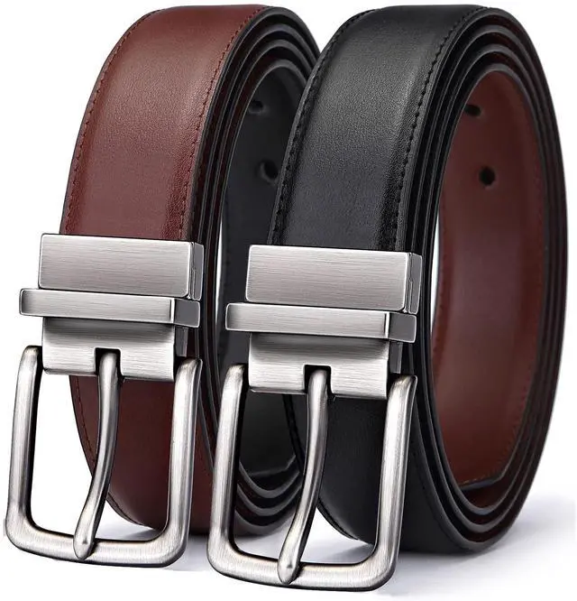 Main image of Men's Belt,Reversible Belt Adjustable For Gift Men 1.25-Cut For Fit-2 Sides in 1 Belt(Not 2)(Black/Light Brown,32"-34" Waist Adjustable)