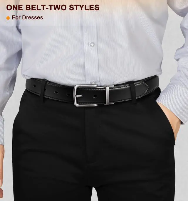 Alt view image 5 of 7 - Men's Belt,Reversible Belt Adjustable For Gift Men 1.25-Cut For Fit-2 Sides in 1 Belt(Not 2)(Black/Light Brown,32"-34" Waist Adjustable)