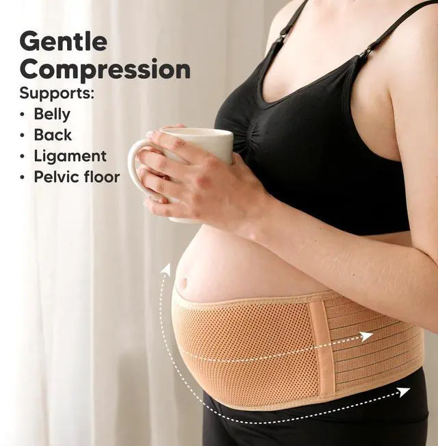 Alt view image 3 of 7 - Pregnancy Belly Bands for Pregnant Women - 1-Pack, Soft & Breathable Maternity Belly Support Band, Easy Adjustable Maternity Belt for Back, Pelvic Support, Comfortablee (Classic Ivory, M/L)