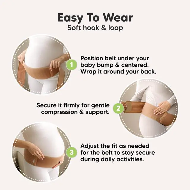 Alt view image 5 of 7 - Pregnancy Belly Bands for Pregnant Women - 1-Pack, Soft & Breathable Maternity Belly Support Band, Easy Adjustable Maternity Belt for Back, Pelvic Support, Comfortablee (Classic Ivory, M/L)