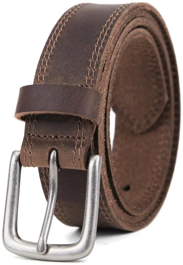 Main image of Men's Full Grain Leather Casual Every Day Jeans Belts, Handmade Men Leather Belt with Gift Box