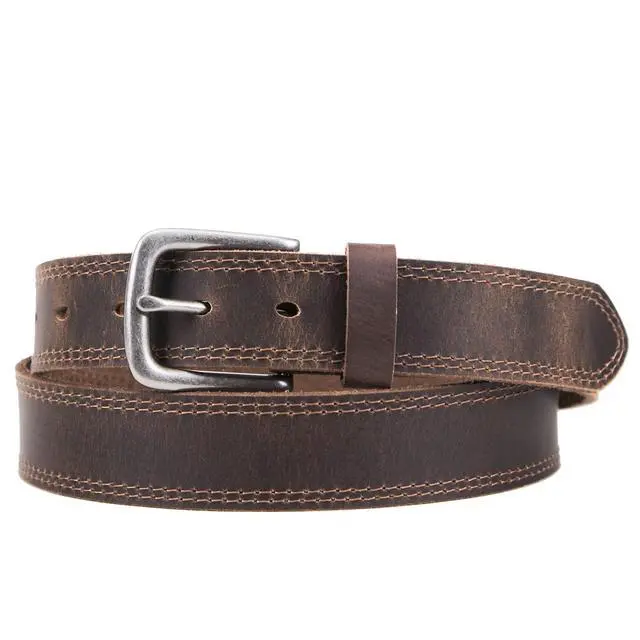 Alt view image 2 of 7 - Men's Full Grain Leather Casual Every Day Jeans Belts, Handmade Men Leather Belt with Gift Box