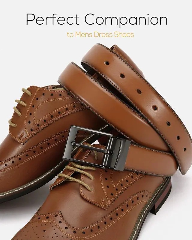 Alt view image 3 of 6 - Reversible Belt Men 1 Piece - 1.25" Leather Dress Belt - Trim to Fit for Elegant Style