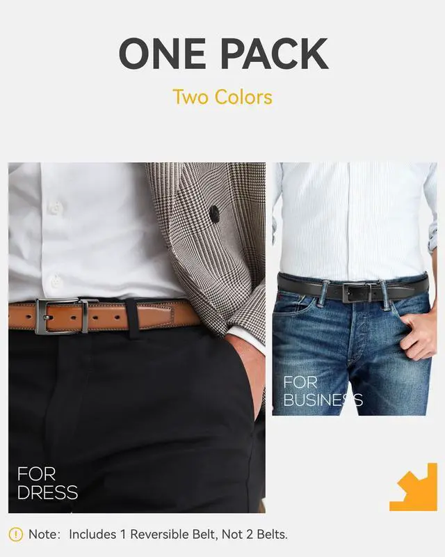 Alt view image 4 of 6 - Reversible Belt Men 1 Piece - 1.25" Leather Dress Belt - Trim to Fit for Elegant Style