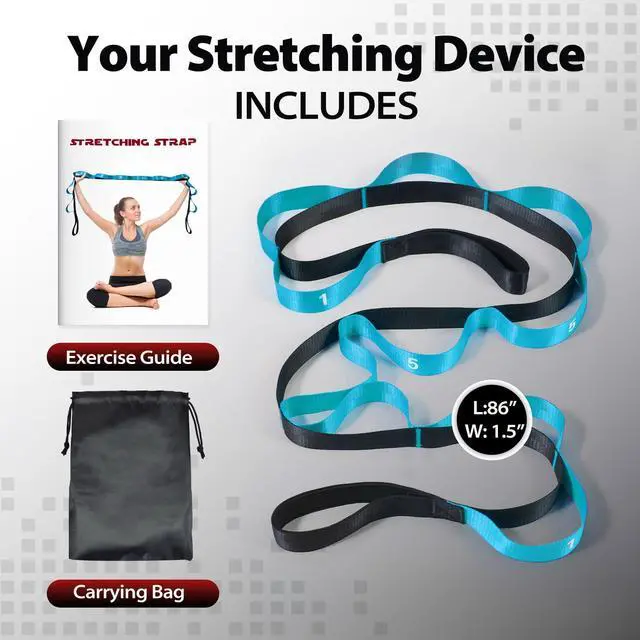 Alt view image 2 of 7 - Stretching Strap with Loops for Physical Therapy,Yoga Strap for Stretching,Home Workout,Pilate & Flexibility Training,Non-Elastic Exercise Stretch Band for Hamstring,Leg Stretcher Belt