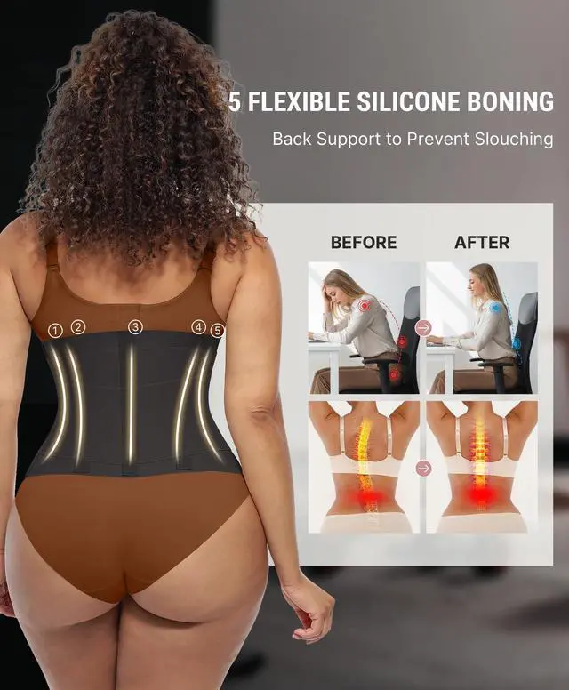 Alt view image 4 of 6 - Workout Waist Trainer Underbust Corsets Cincher Belt Hourglass Corset Body Shaper for Women Black L