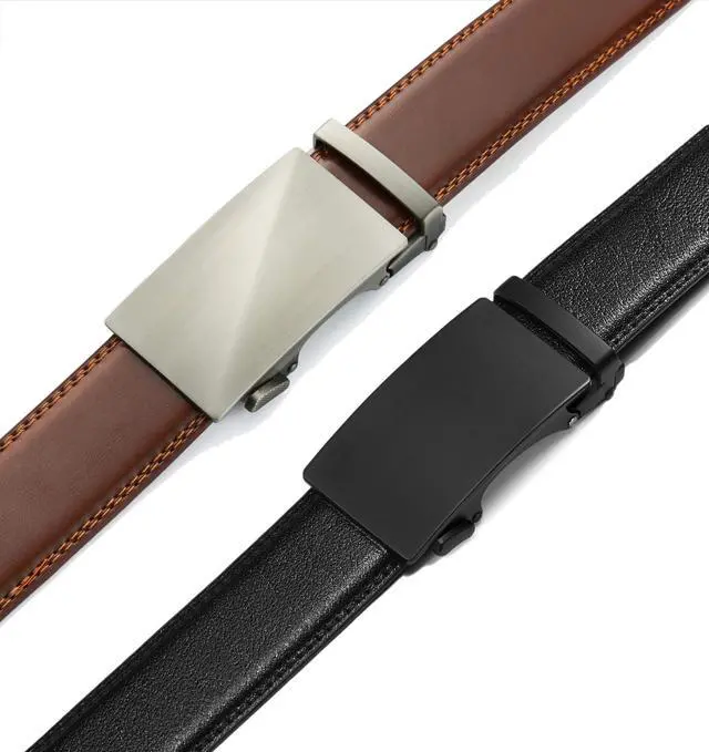 Alt view image 3 of 6 - Leather Ratchet Belt Men 2 Pack - Customizable Fit, Effortless Style (35mm)