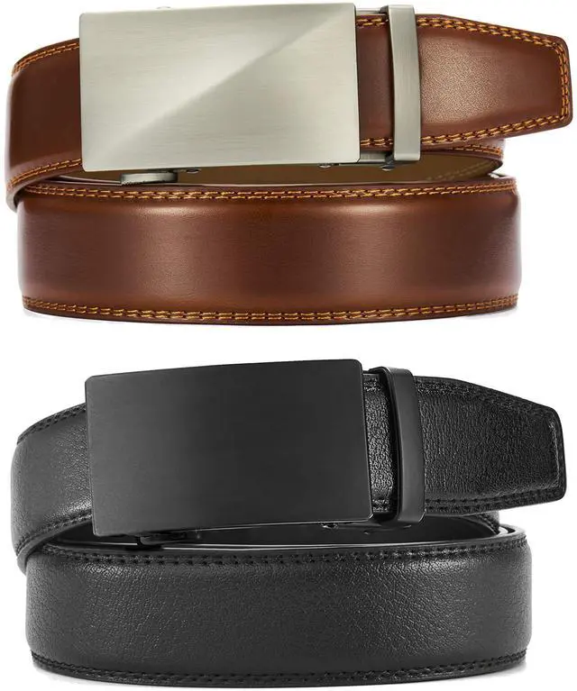 Alt view image 5 of 6 - Leather Ratchet Belt Men 2 Pack - Customizable Fit, Effortless Style (35mm)
