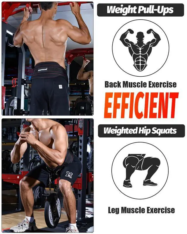 Alt view image 3 of 7 - Dip belt With 37-40" Chain, 550lbs - 650lbs Weight Capacity, Weightlifting Belt for Dips and Pullups