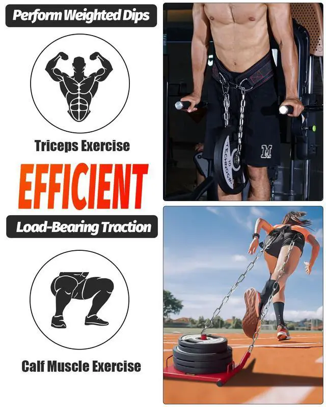 Alt view image 4 of 7 - Dip belt With 37-40" Chain, 550lbs - 650lbs Weight Capacity, Weightlifting Belt for Dips and Pullups