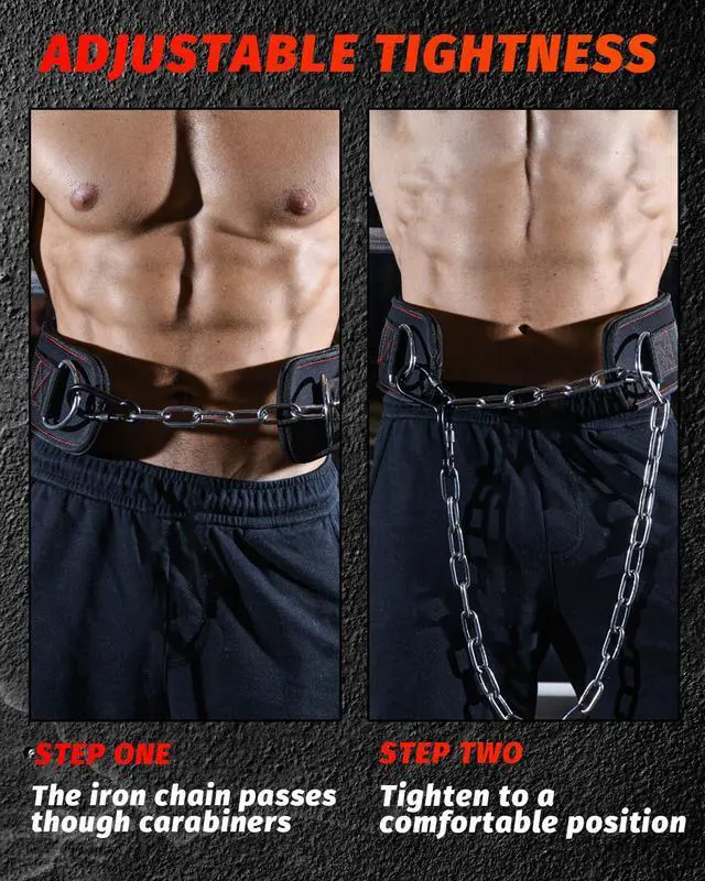 Alt view image 7 of 7 - Dip belt With 37-40" Chain, 550lbs - 650lbs Weight Capacity, Weightlifting Belt for Dips and Pullups