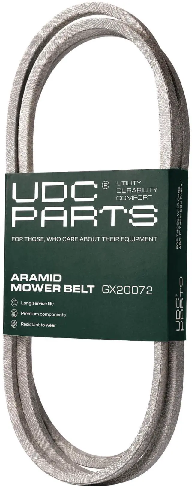 Main image of Parts GX20072 John Deere 42 Inch Deck Belt Replace D110 L110 D105 E100 D130 S100 LA105 L100 D100 E130 L111 E110 E120 D125 125 LA135 LA110 S100 LA120 S120 LA125 UC32283 GY20570 Deck Belt / 104 inch