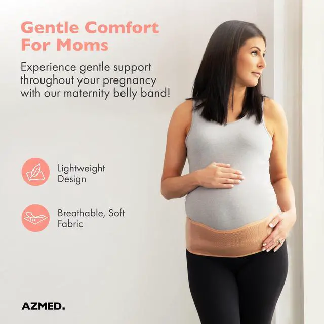 Alt view image 2 of 7 - Maternity Belt Back Support - Adjustable Abdominal Binder for Pregnancy - Belly Band for Pelvic, Waist & Lower Back Comfort - Fits Up to 46 Inches - Beige