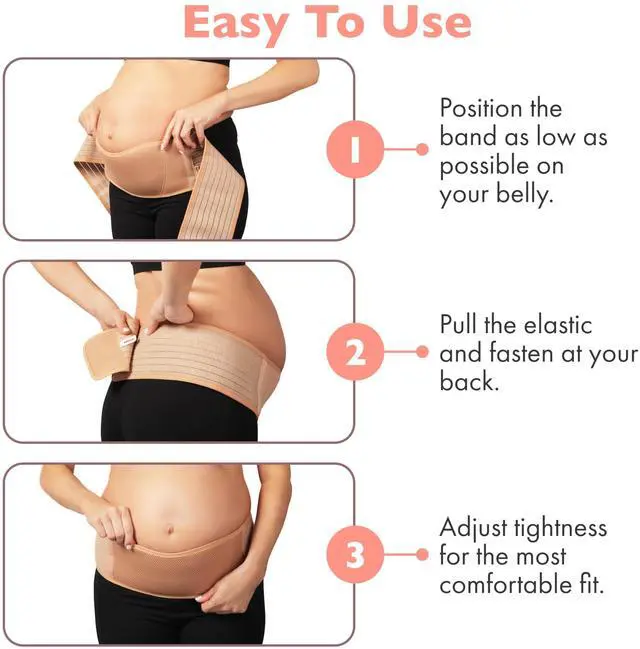 Alt view image 6 of 7 - Maternity Belt Back Support - Adjustable Abdominal Binder for Pregnancy - Belly Band for Pelvic, Waist & Lower Back Comfort - Fits Up to 46 Inches - Beige