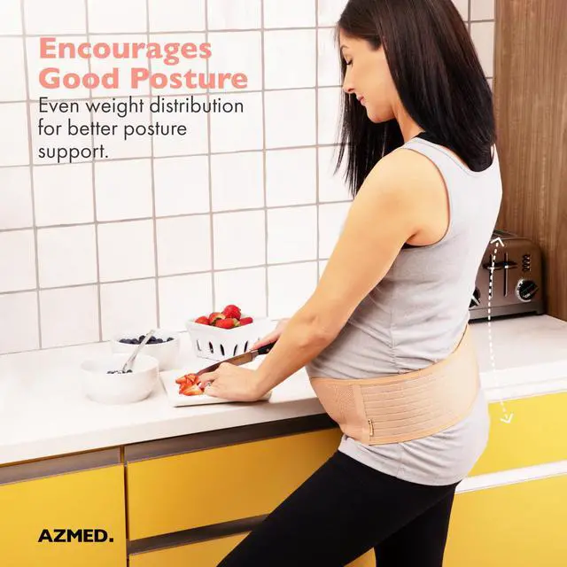 Alt view image 7 of 7 - Maternity Belt Back Support - Adjustable Abdominal Binder for Pregnancy - Belly Band for Pelvic, Waist & Lower Back Comfort - Fits Up to 46 Inches - Beige