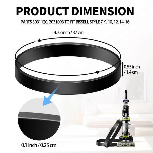 Alt view image 7 of 7 - Style 7/9/10 P/N 3031120 Replacement Belt For Bissell Vacuum Belt Fit Bissell Powerforce Helix Powerlifter Cleanview Swivel Rewind Pet Vacuum Cleaner Replace Parts 2031093 32074 3031123 2-Pack