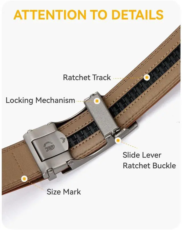Alt view image 3 of 6 - Mens Belt Leather Ratchet Belt - Customizable Fit, Effortless Style (35mm)