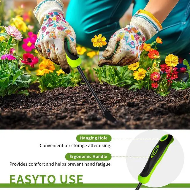 Alt view image 5 of 7 - Hand Weeder Weed Puller Tool - 13-Inch Heavy Duty Dual Tip Design for Root Removal, Rust-Resistant Steel, Ergonomic Grip, for Garden Lawn Yard Patio Flower Bed