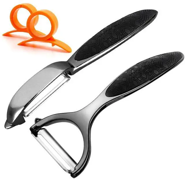 Main image of Vegetable Peeler Set, Stainless Steel Y & I Shape Swivel Blade Potato Fruit Peeler, Kitchen Household Peeling Tool(Black)
