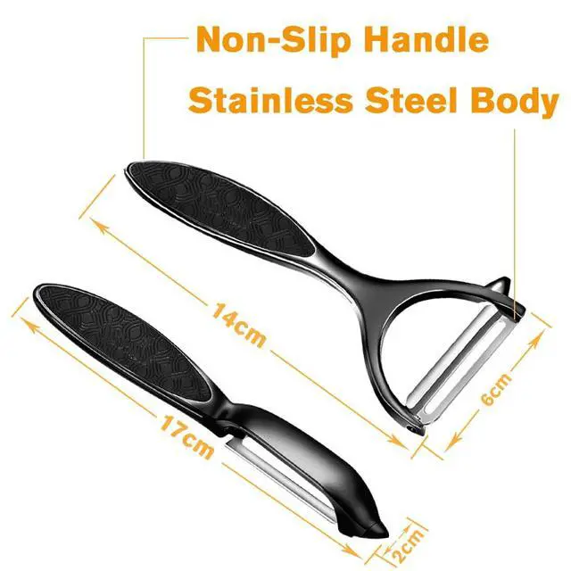Alt view image 3 of 6 - Vegetable Peeler Set, Stainless Steel Y & I Shape Swivel Blade Potato Fruit Peeler, Kitchen Household Peeling Tool(Black)