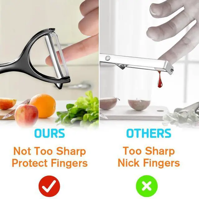 Alt view image 4 of 6 - Vegetable Peeler Set, Stainless Steel Y & I Shape Swivel Blade Potato Fruit Peeler, Kitchen Household Peeling Tool(Black)
