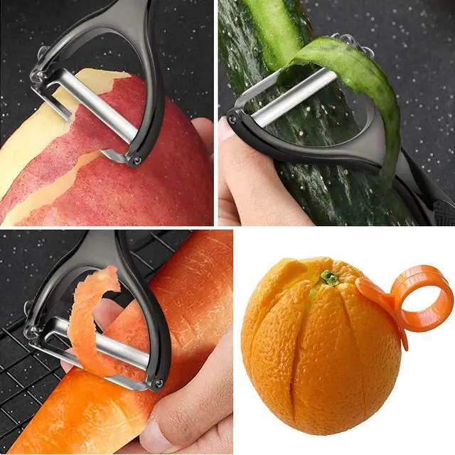 Alt view image 2 of 6 - Vegetable Peeler Set, Stainless Steel Y & I Shape Swivel Blade Potato Fruit Peeler, Kitchen Household Peeling Tool(Black)
