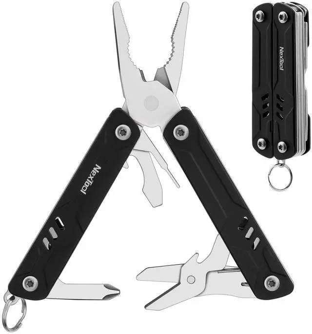Main image of Mini Multitool - 9 in 1 Keychain Multitool with Needle Nose Pliers, Scissors, SIM Extractor and Screwdrivers for Travel, EDC, TSA Approved