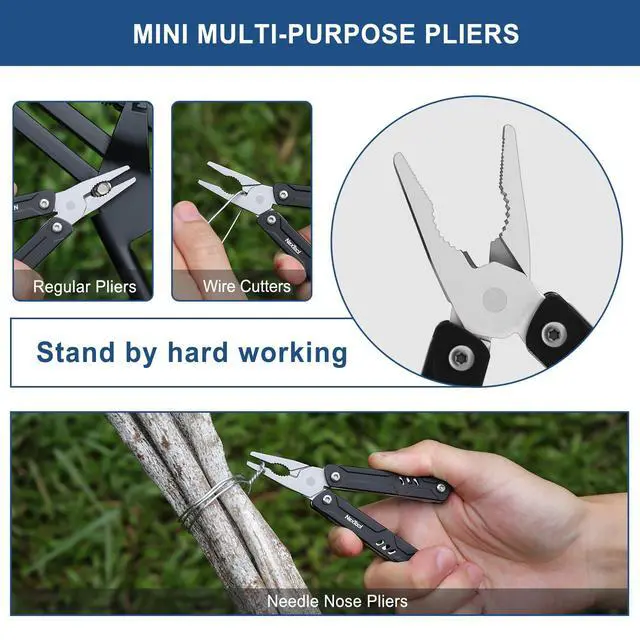 Alt view image 4 of 7 - Mini Multitool - 9 in 1 Keychain Multitool with Needle Nose Pliers, Scissors, SIM Extractor and Screwdrivers for Travel, EDC, TSA Approved